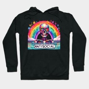 "Antisocial" Skeleton and Rainbow Hoodie